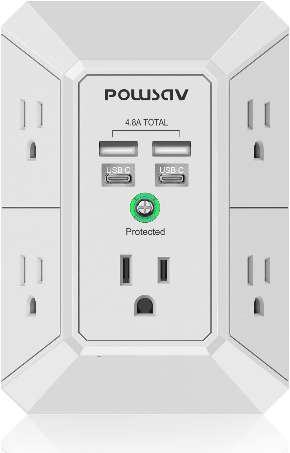 QINLIANF 5-Outlet Surge Protector Wall Charger